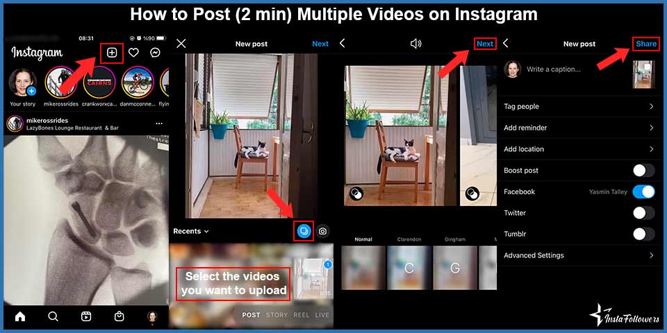 how to post multiple videos on instagram