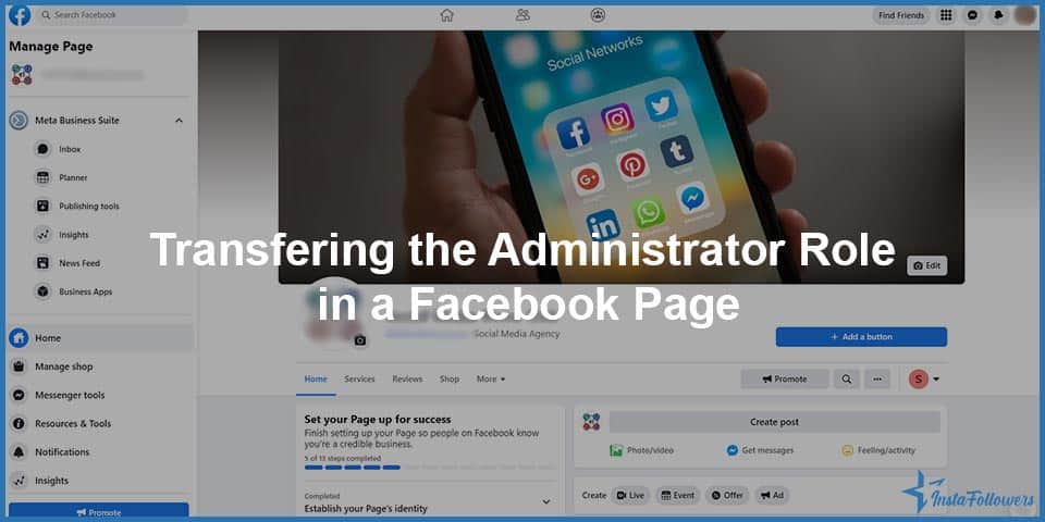 how to transfer the administrator role in a facebook page