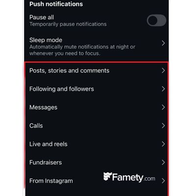 Change Instagram Notifications