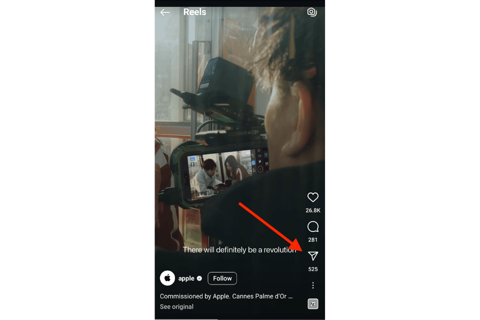 Sharing a Reel in a Direct Message (DM)