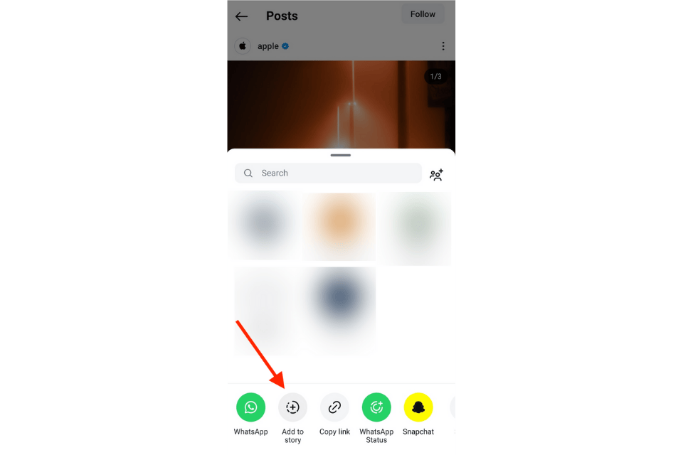 Sharing an Instagram Post to Your Story