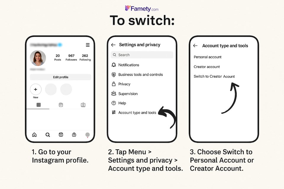 Step by Step Switch Account Type