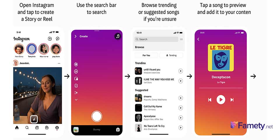 search instagram music library