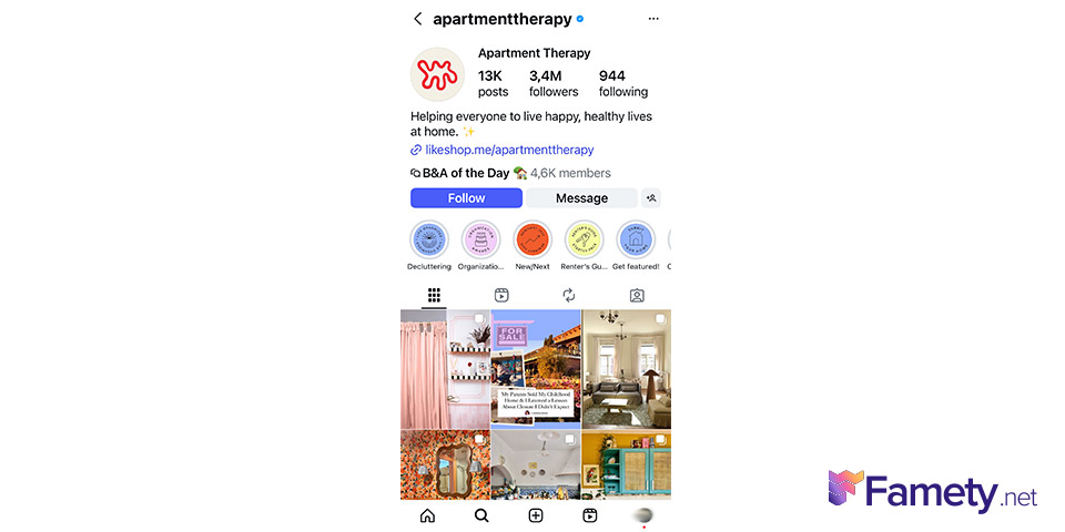 apartment therapy Instagram feed