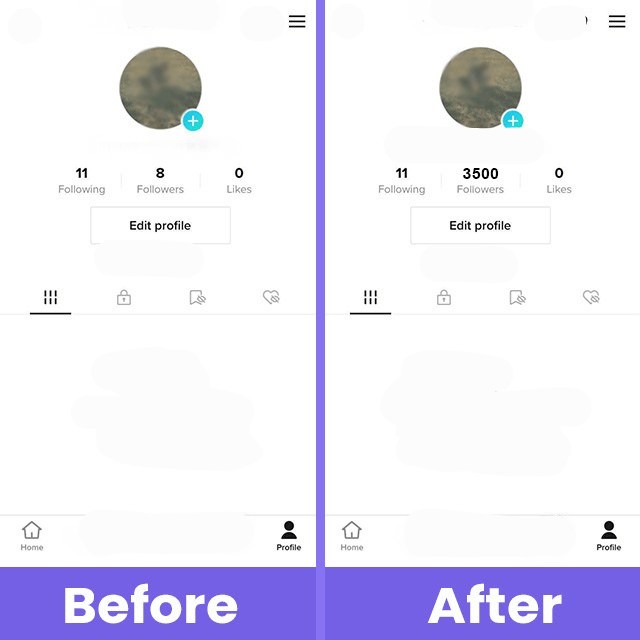 social proof tiktok accounts before after getting free followers